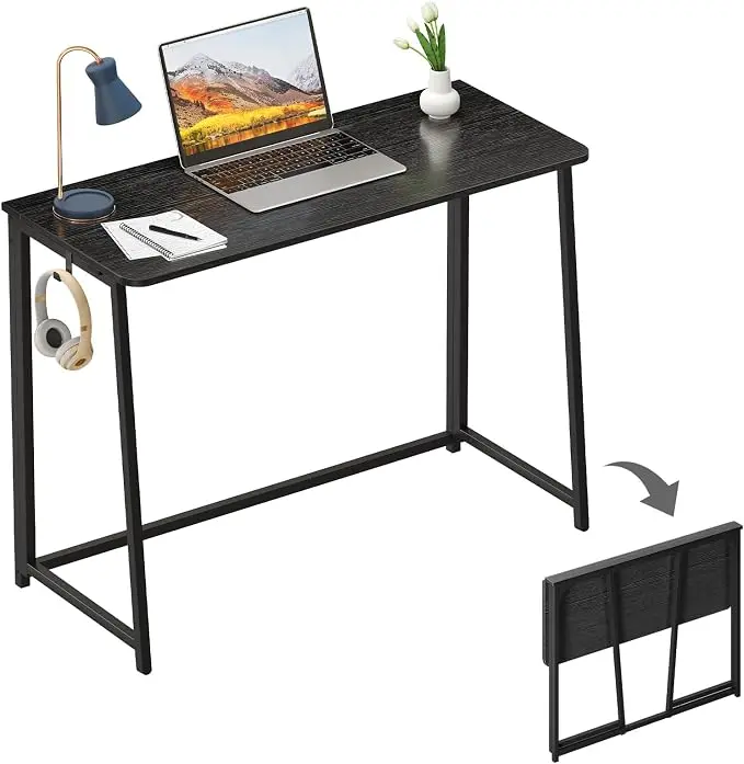 WOHOMO Folding Desk, 39.4" Narrow Writing Foldable Desk, Space-Saving Laptop