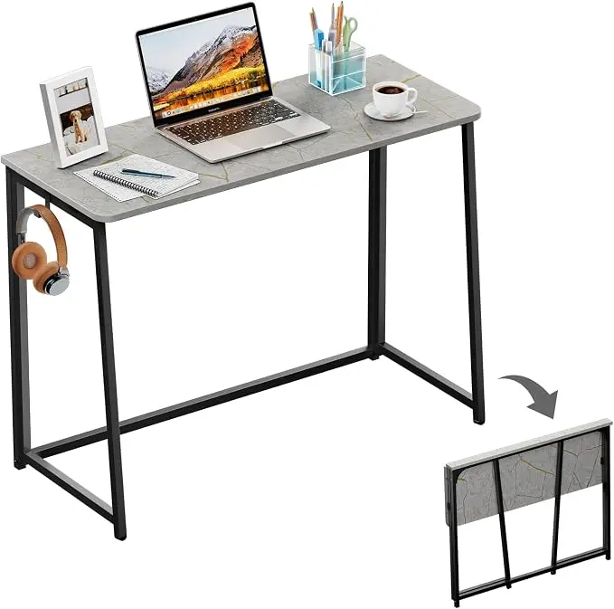 WOHOMO Folding Desk, Small Writing Desk 39.4", Space-Saving Foldable Laptop
