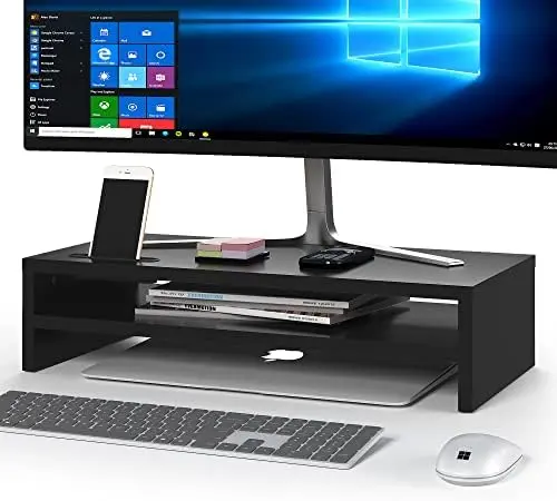 Wood Monitor Stand Riser, 2-Tier Desktop Organizer