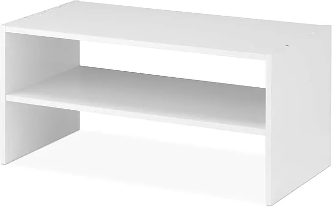Wood Stackable 2-Shelf Shoe Rack, White, 24 inches