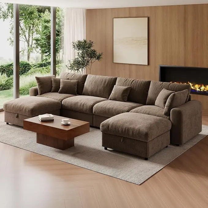 WorthFurni 140” Oversized Cloud Sectional Couches
