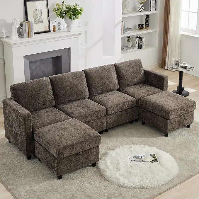 WUTUTUEE 107'' Modular Sectional Sofa Convertible U Shaped Sofa Couch Set