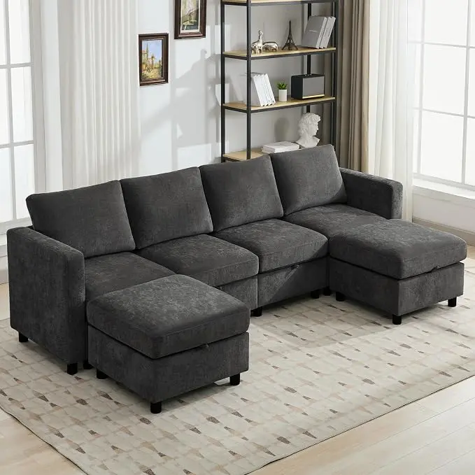 WUTUTUEE 107”Modular Sectional Sofa Convertible U Shaped Sofa Couch Set