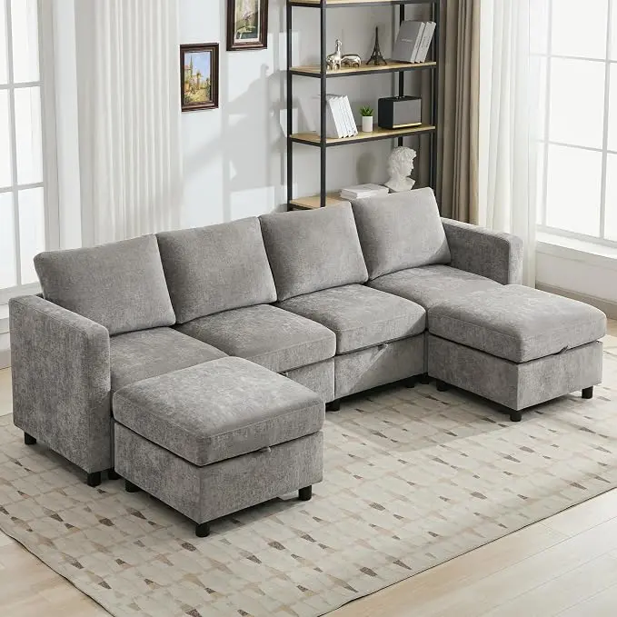WUTUTUEE 107”Modular Sectional Sofa Convertible U Shaped Sofa Couch Set