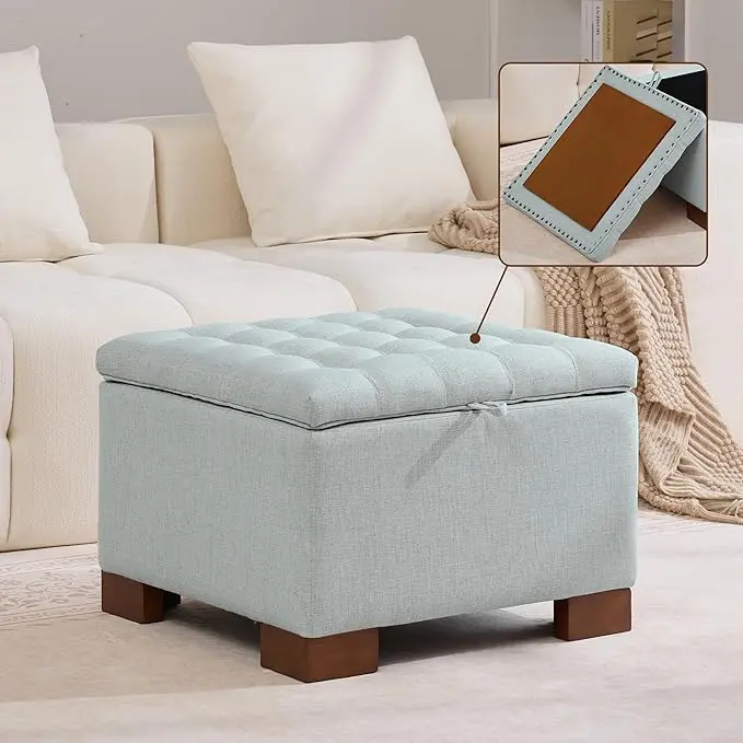 WUTUTUEE 24" Fabric Square Storage Ottoman