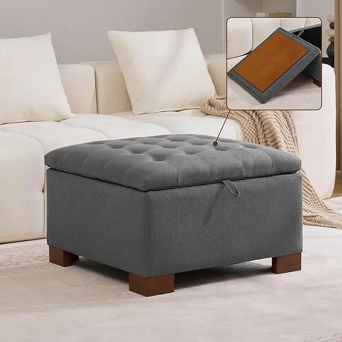 WUTUTUEE 30" Fabric Square Storage Ottoman