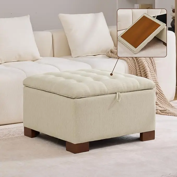 WUTUTUEE 30" Fabric Square Storage Ottoman