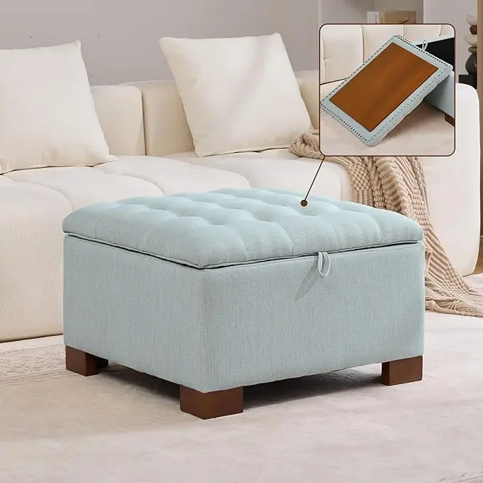 WUTUTUEE 30" Fabric Square Storage Ottoman