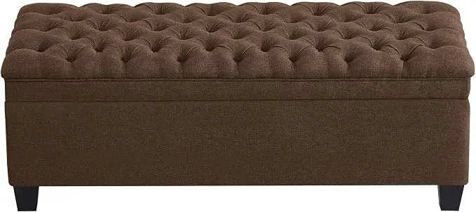 WUTUTUEE 50" Fabric Storage Ottoman Bench, Upholstered Rectangle End of Bed
