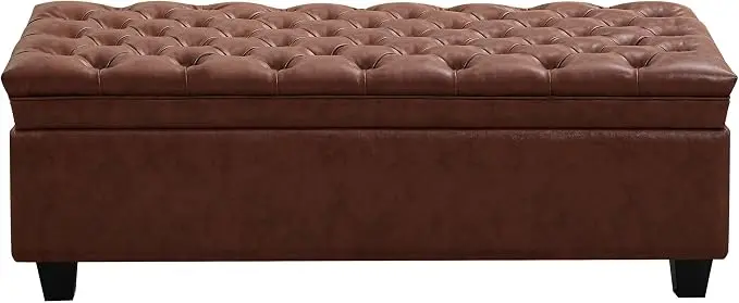 WUTUTUEE 50" Faux Leather Storage Ottoman Bench, Upholstered Rectangle End of