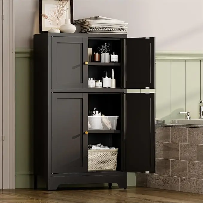 YAUWOH Bathroom Floor Cabinet, Metal Storage Cabinet