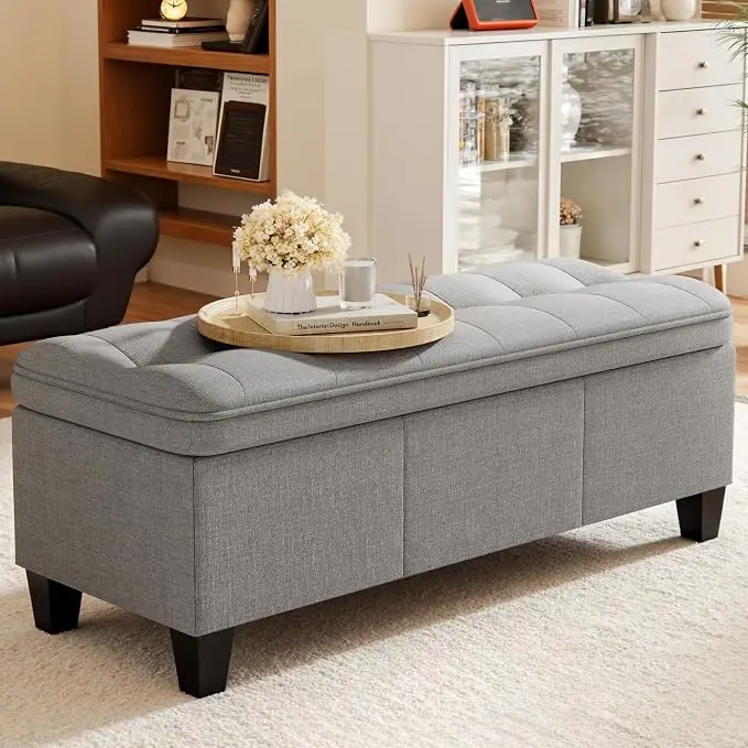 YESHOMY 47 Inches Ottoman with Storage, Storage Bench with Legs, Ottomans