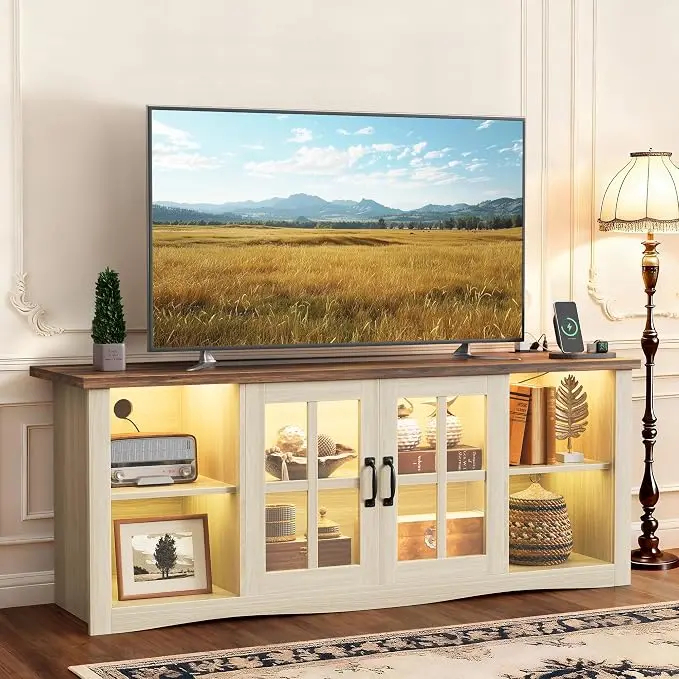 YESHOMY Farmhouse LED TV Stand