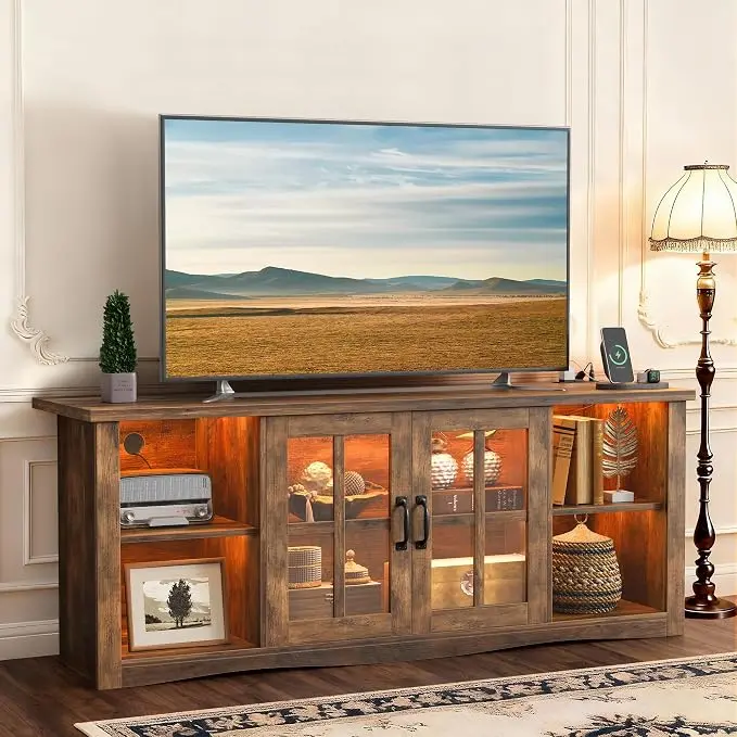 YESHOMY Farmhouse LED TV Stand