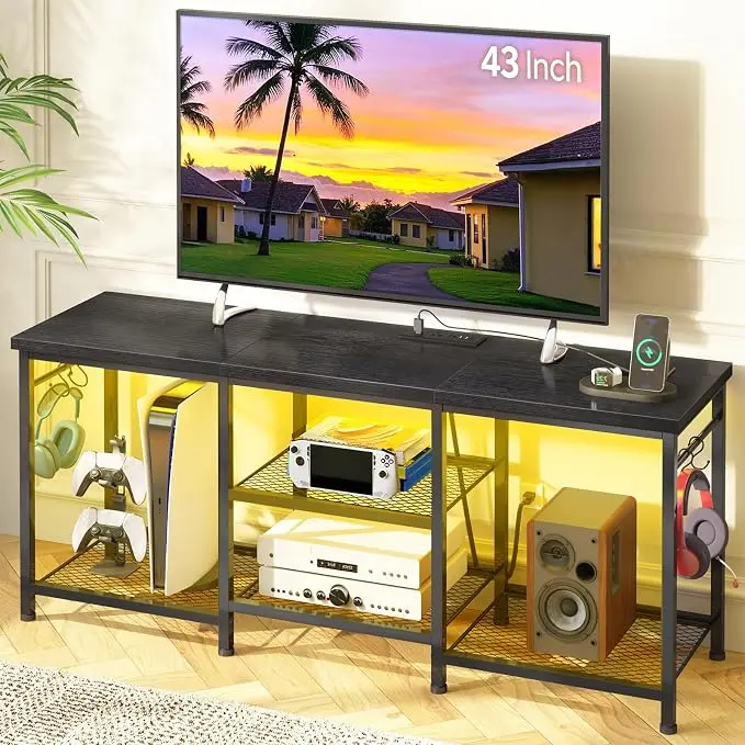 YGEOMER Black Entertainment Stand