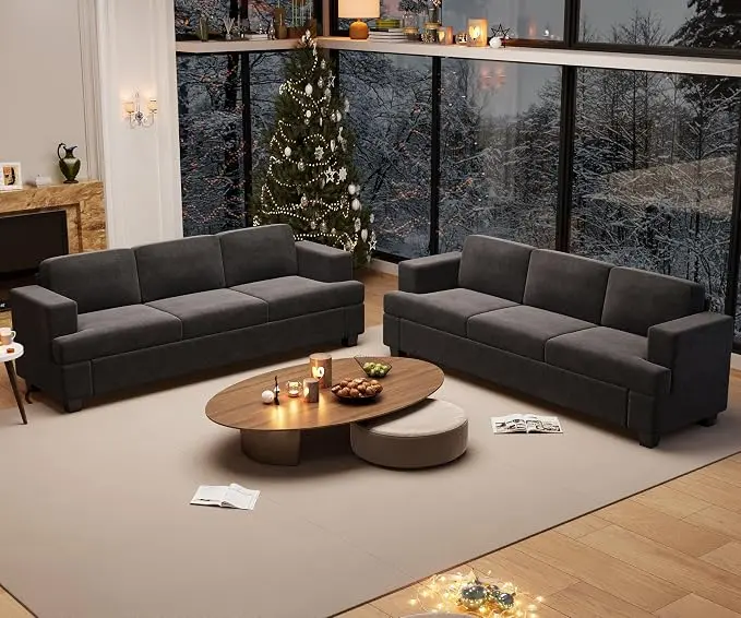 YOUDENOVA 2 Piece Set Comfy Sofa Couch, 2 3-Seater Sofa