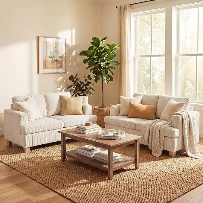 YOUDENOVA 2 Piece Set Comfy Sofa Couch, Loveseat Sofa * 2