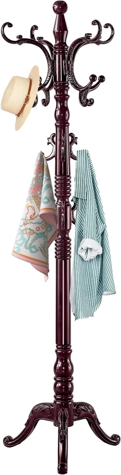 ZOZOE Wooden Classic Coat Rack Stand, Solid Wood Coat Rack Freestanding