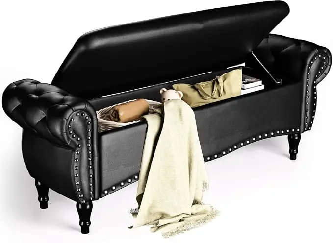 ZZW Storage Ottoman Bench, Tufted Bed Benches