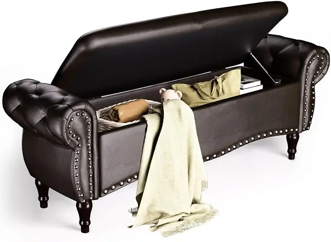 ZZW Storage Ottoman Bench, Tufted Bed Benches